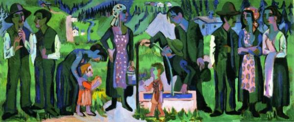 Sunday In The Alps: Scene At The Well by Ernst Ludwig Kirchner