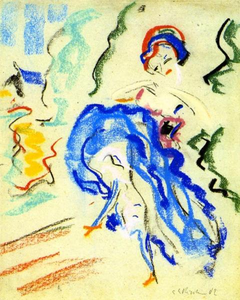 Tänzerin Mit Blauem Rock by Ernst Ludwig Kirchner