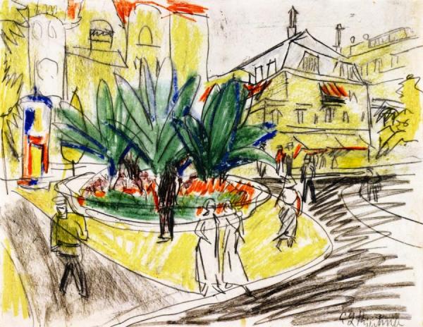 The Bosquet In Albertplatz In Dresden by Ernst Ludwig Kirchner