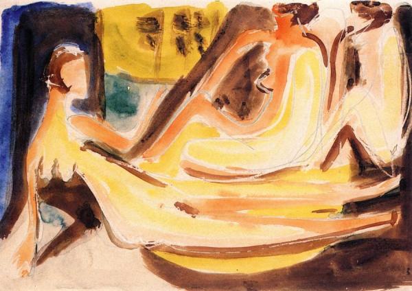 Three Nudes In The Forest by Ernst Ludwig Kirchner