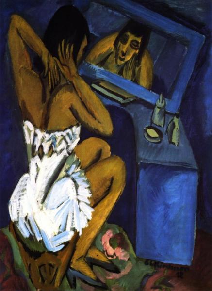 Toilette; Frau Vor Spiegel by Ernst Ludwig Kirchner