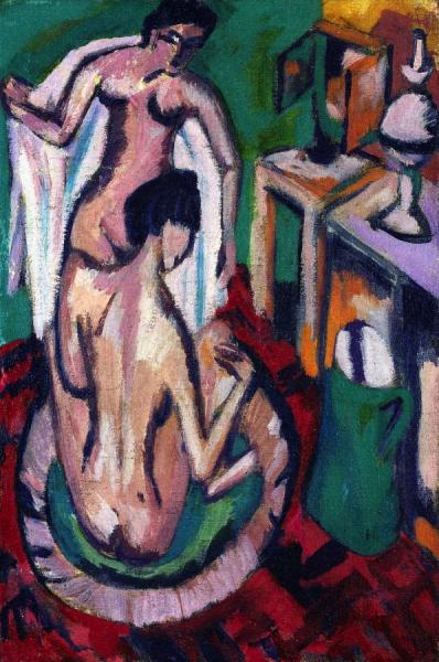Two Naked Girls In A Flat Pan by Ernst Ludwig Kirchner
