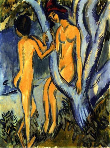 Two Nudes By A Tree by Ernst Ludwig Kirchner