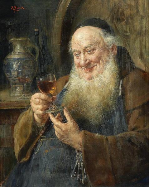 Monk With A Wine Glass by Ernst Nowak