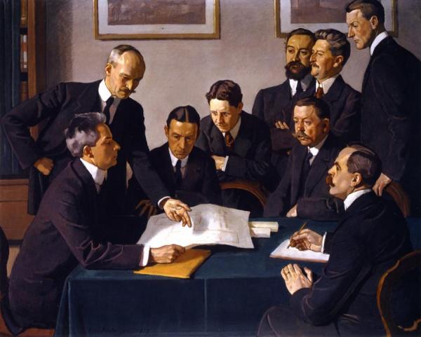 Group Portrait Of The Board Of The Kunstverein by Ernst Würtenberger Oil Painting Reproductions