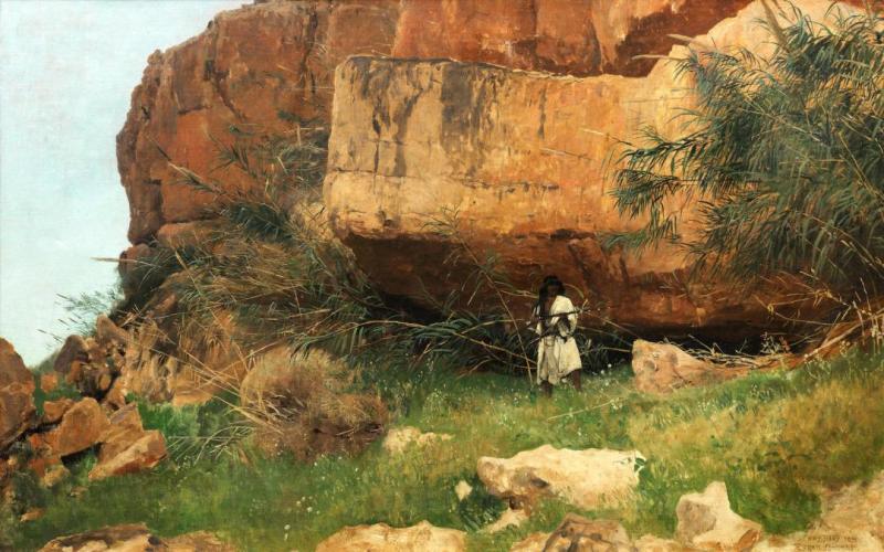 A Bedouin At Ain Djiddy Gorge Near The Dead Sea, 1891 by Eugen Felix Prosper Bracht