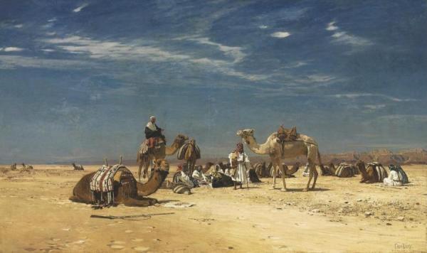 At Rest In Arabia Petraea (rast In Der Araba) by Eugen Felix Prosper Bracht Oil Painting Reproductions