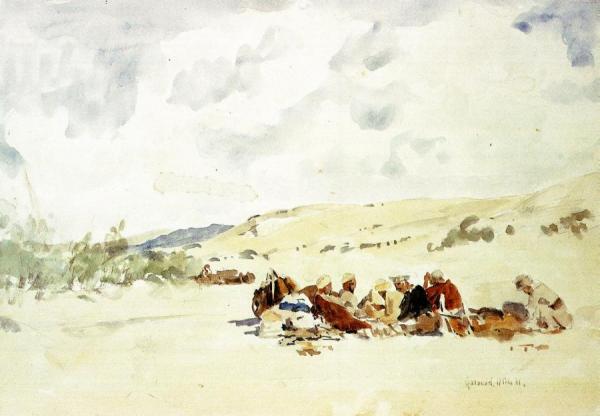 Bedouin Camp In Wadi Garandel (beduinenlager Im Wady Garandel) by Eugen Felix Prosper Bracht Oil Painting Reproductions