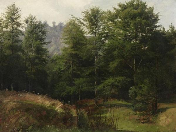 Forest Landscape In Upper Saxony (waldlandschaft In Obersachsen) by Eugen Felix Prosper Bracht