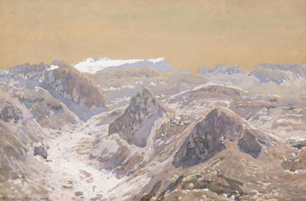 In The Swiss Mountains (in Den Schweizer Bergen) by Eugen Felix Prosper Bracht