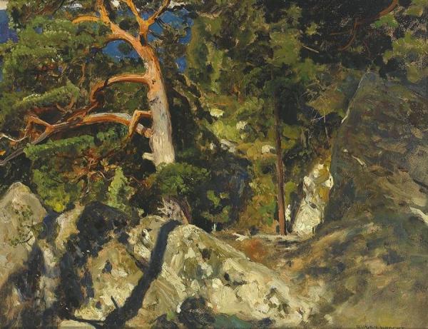 Pine In The Rocks (kiefer In Den Felsen) by Eugen Felix Prosper Bracht Oil Painting Reproductions