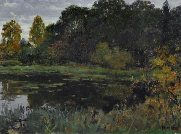 Pond In Late Summer (weiher Im Spätsommer) by Eugen Felix Prosper Bracht