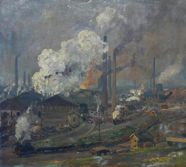 Steel Plant Hermannshütte In Hoerde (hüttenwerk Hermannshütte In Hoerde) by Eugen Felix Prosper Bracht Oil Painting Reproductions