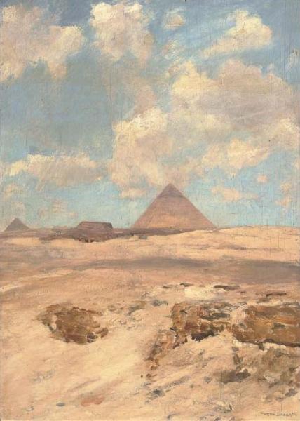 The Pyramids At Giza (die Pyramiden Von Gizeh) by Eugen Felix Prosper Bracht Oil Painting Reproductions