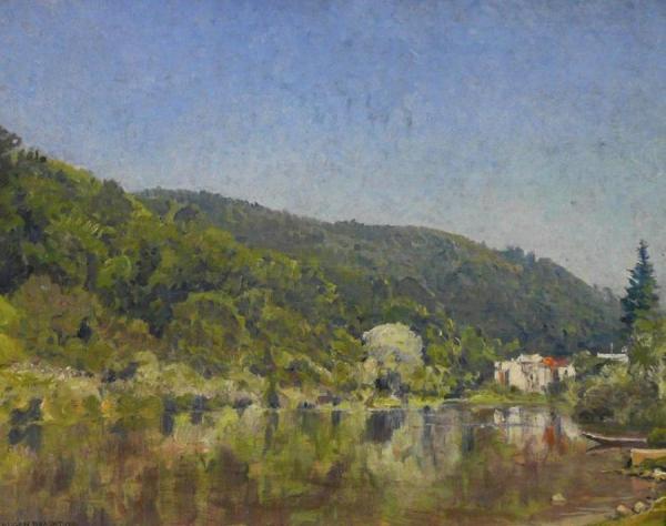 View Of A Lake Lined By Trees (bewaldeter Seeblick) by Eugen Felix Prosper Bracht Oil Painting Reproductions