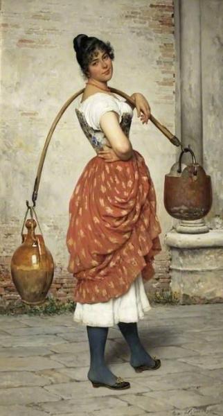 A Venetian Water-carrier by Eugen Von Blaas