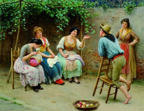 Conversation by Eugen Von Blaas Oil Painting Reproductions