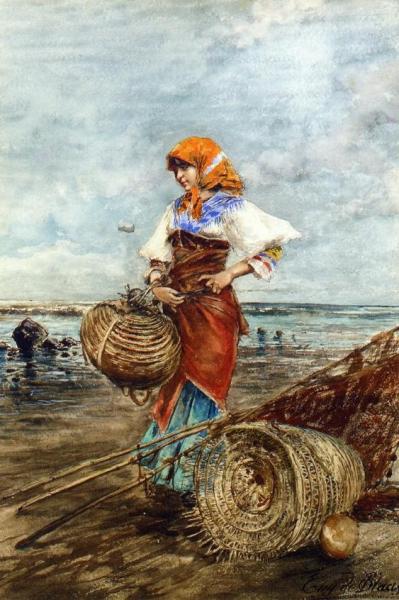 Gathering Cockles At The Seashore by Eugen Von Blaas
