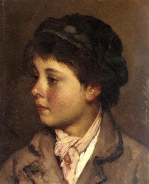 Head Of A Young Boy by Eugen Von Blaas Oil Painting Reproductions