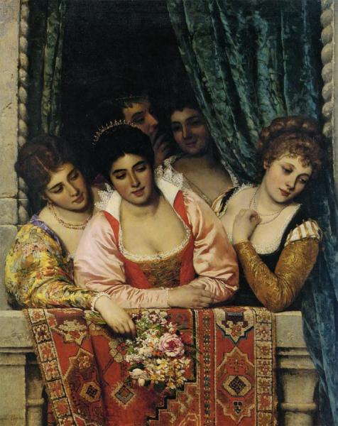 Ladies On A Balcony by Eugen Von Blaas