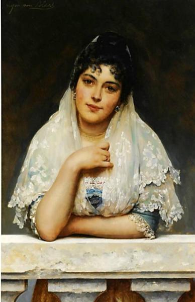 On The Balcony by Eugen Von Blaas