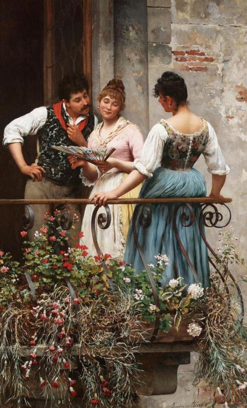 On The Balcony by Eugen Von Blaas