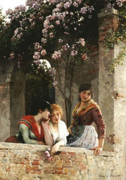 Eugen Von Blaas On The Balcony