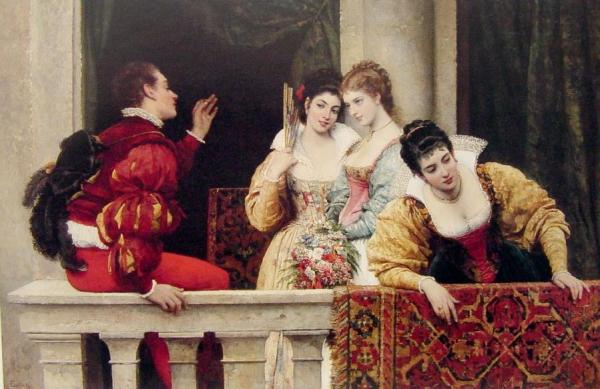 On The Balcony by Eugen Von Blaas