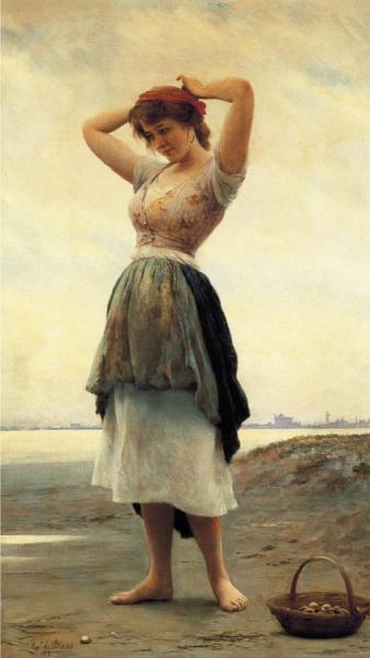 On The Beach by Eugen Von Blaas