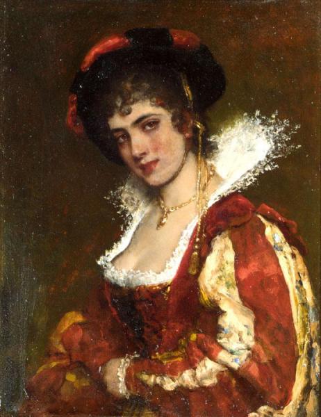 Portrait Of A Venetian Lady by Eugen Von Blaas