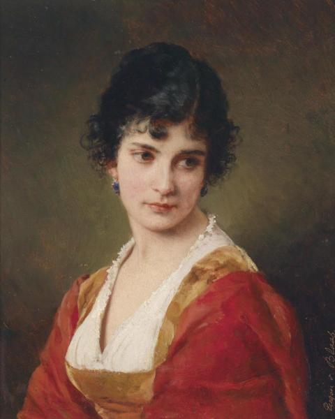 Portrait Of A Young Lady by Eugen Von Blaas