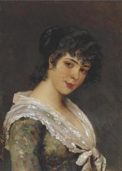 Portrait Of A Young Woman by Eugen Von Blaas