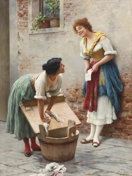 Sharing The News by Eugen Von Blaas Oil Painting Reproductions