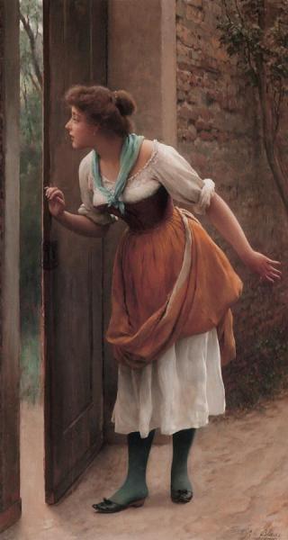 The Eavesdropper by Eugen Von Blaas Oil Painting Reproductions