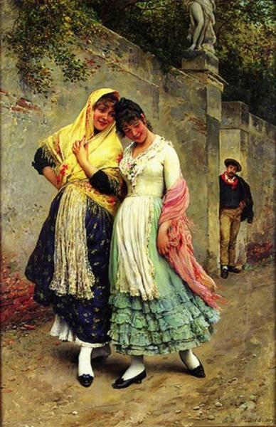 The Flirtation by Eugen Von Blaas