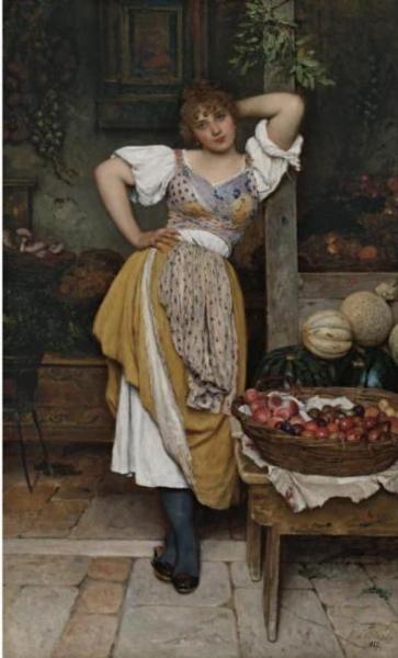 The Fruit Seller by Eugen Von Blaas
