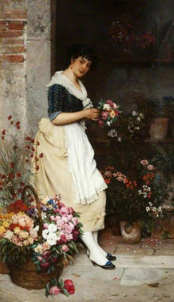 The Italian Flower Girl by Eugen Von Blaas