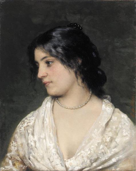 The Pearl Necklace by Eugen Von Blaas