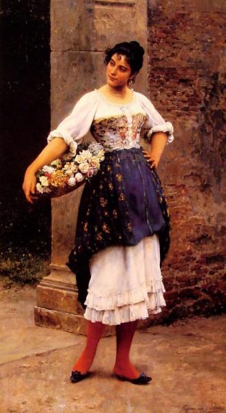 Venetian Flower Seller by Eugen Von Blaas