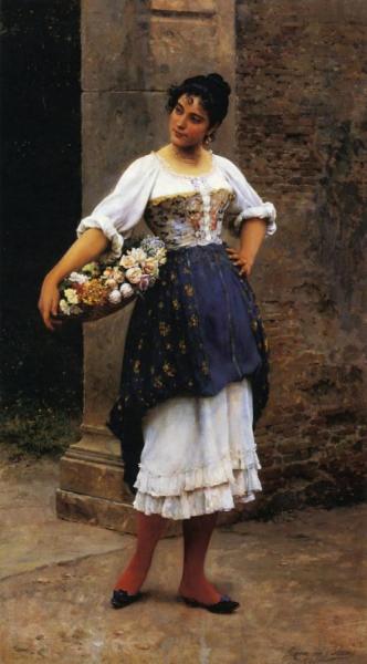 Venetian Flower Seller by Eugen Von Blaas Oil Painting Reproductions
