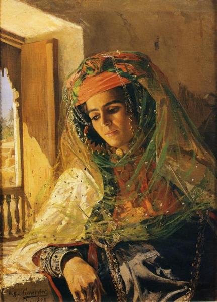 Lady By A Window, Biskra by Eugène-alexis Girardet