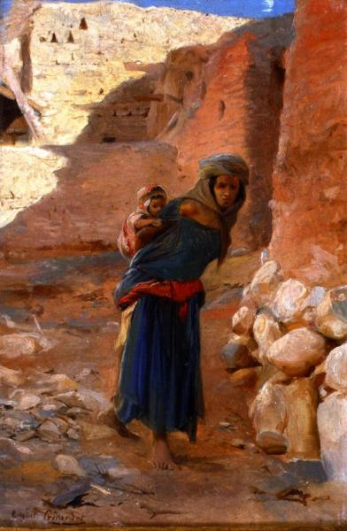 Mother And Child In El Kantara by Eugène-alexis Girardet