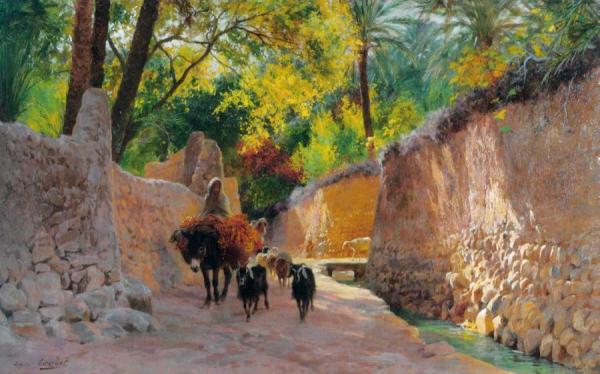 Sur Le Chemin Du Marché (on The Way To The Market) by Eugène-alexis Girardet
