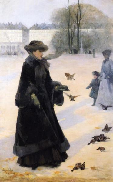 Winter Morning In The Tuileries Gardens, Paris by Eugène Clary