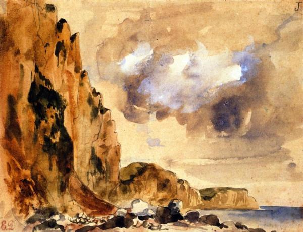 Cliffs In Normandy by Eugène Delacroix
