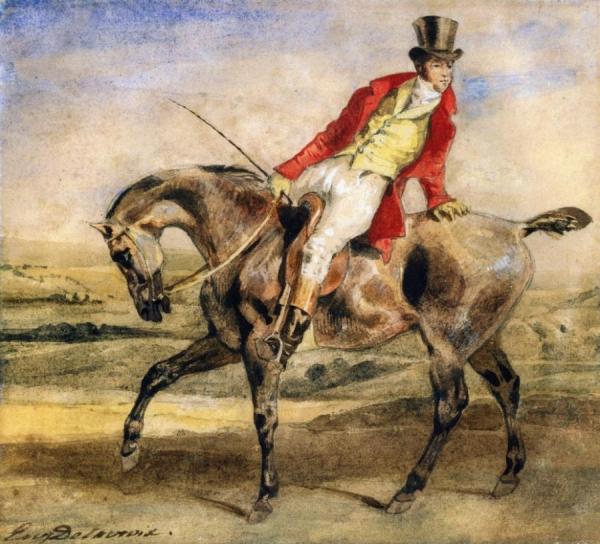 Gentleman On A Dark Brown Hunter by Eugène Delacroix