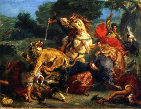 Lion Hunt by Eugène Delacroix