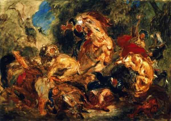 Eugène Delacroix Lion Hunt (study)