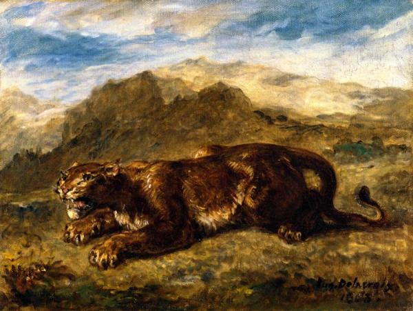 Lioness Ready To Spring by Eugène Delacroix Oil Painting Reproductions