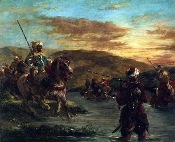 Moroccan Troops Fording A River by Eugène Delacroix